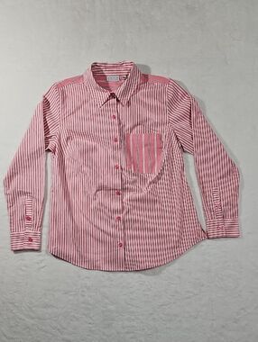 Joan Rivers Pink & White Striped Button-Up Shirt